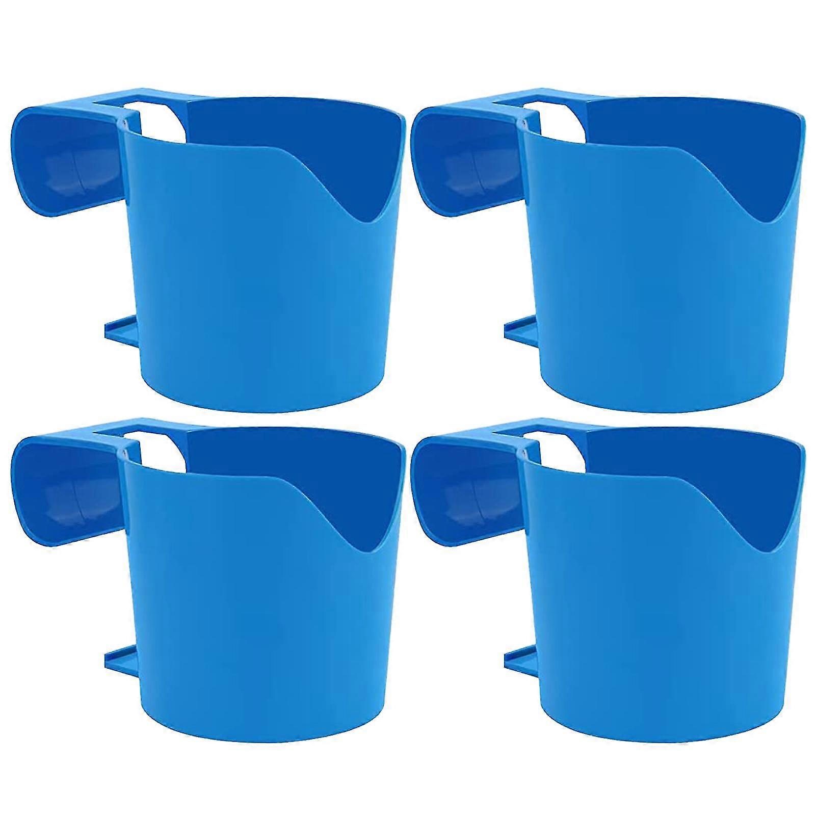 4pcs PP Cup Holders Above Ground Pools Smooth Surface Blue No Spills Beverage