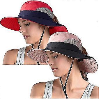 Women's Ponytail Safari Sun Hat,wide Brim Uv Protection Outdoor Bucket Hat,foldable Beach Summer Fishing Hat