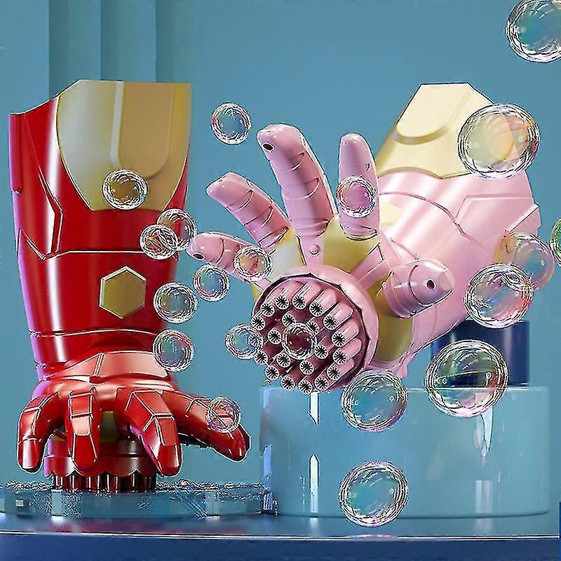 Iron Man Handheld Bubble Machine, Automatic Glowing Bubble Machine.