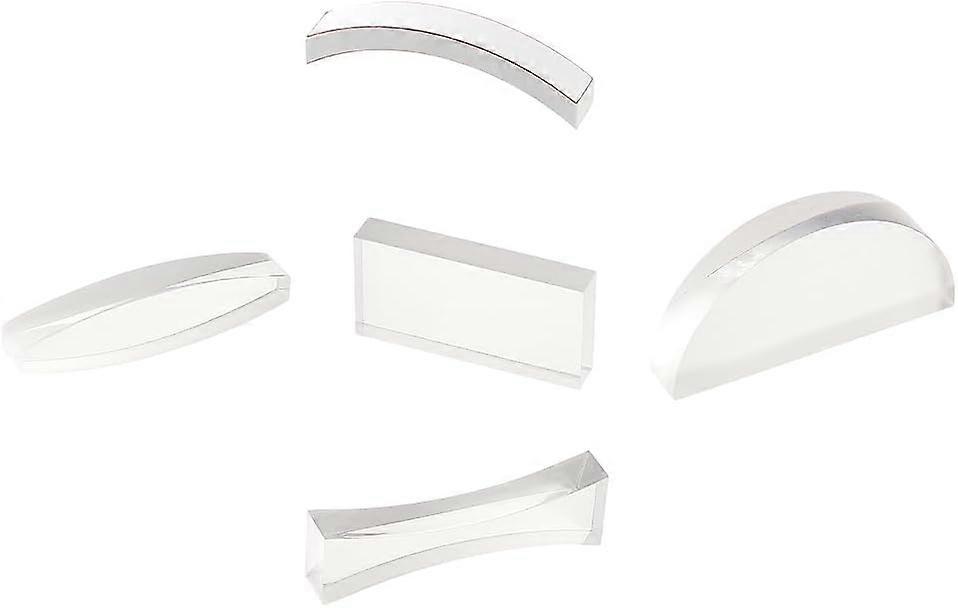 5 Pcs Physical Optical Experiment Set Acrylic Lens and Prism All Faces Fully Polished for Lab Supplies Physics Teaching (Double Concave Double Convex