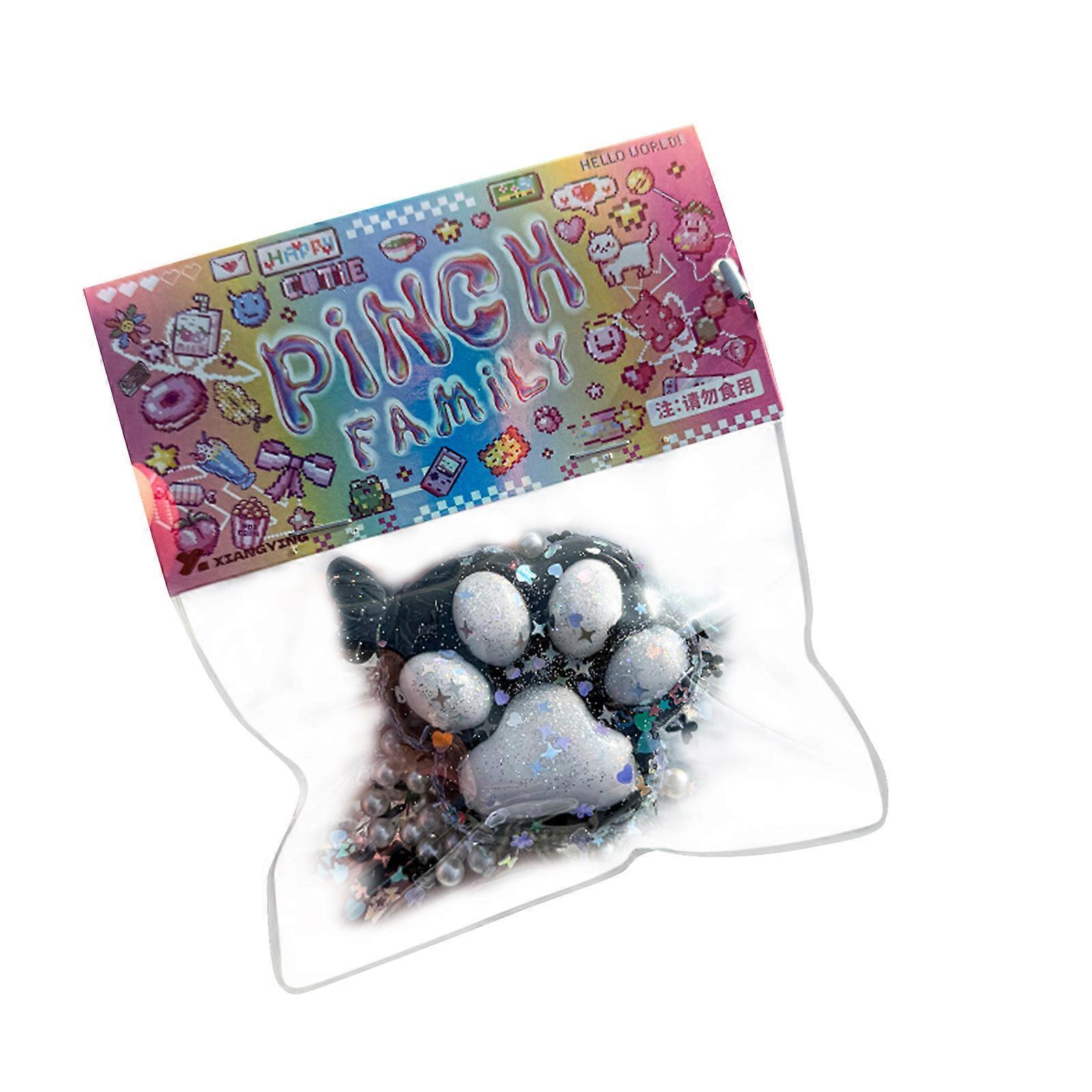 Fidget Toy Kawaii Plush Cat Paw Transparent Cube Stress Relief Squeeze Toy