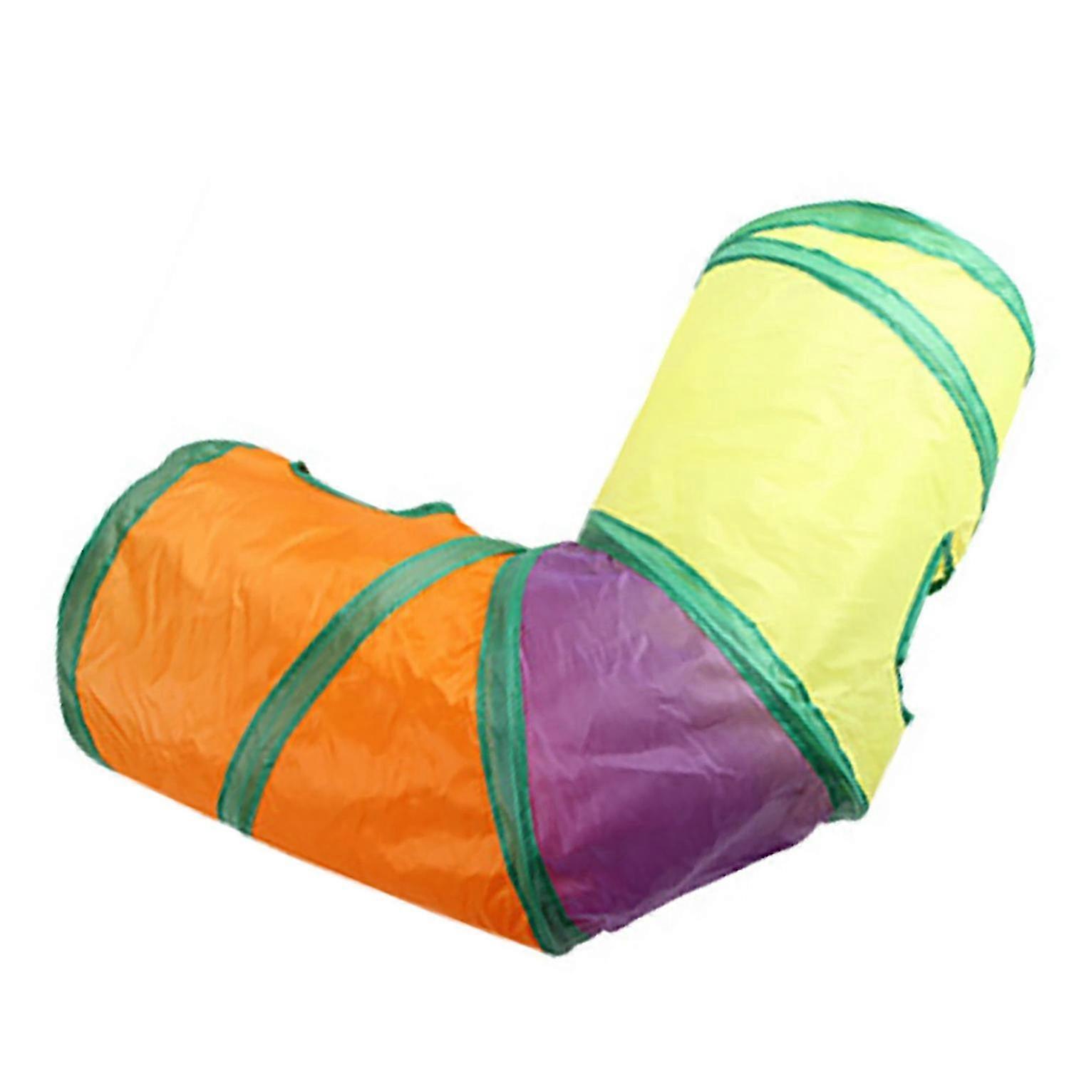 Cat Tunnel 3 Way Collapsible Interactive Rainbow Colors Right Angle Curve Cat Tunnel Tube Toy for Ca