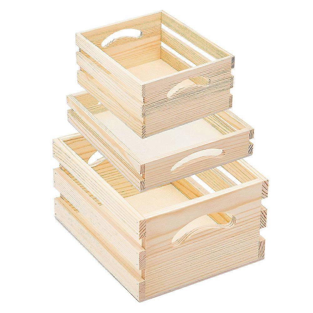 3Sizes Wooden Pallet Crates Nesting Unfinished Wood Trays for Storage Display Decor for DIY Crafts