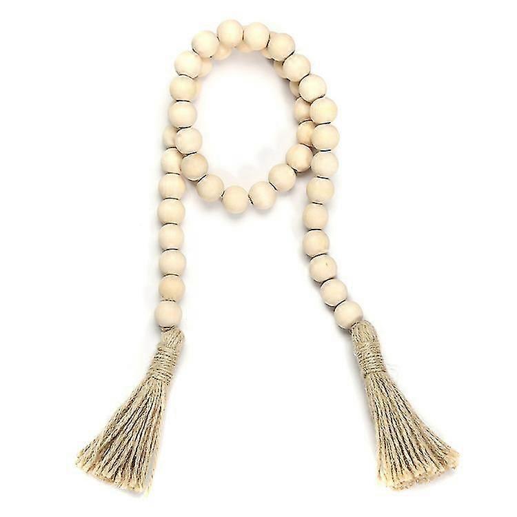 Prayer Beads With Jute Rope Tassels Natural Wooden