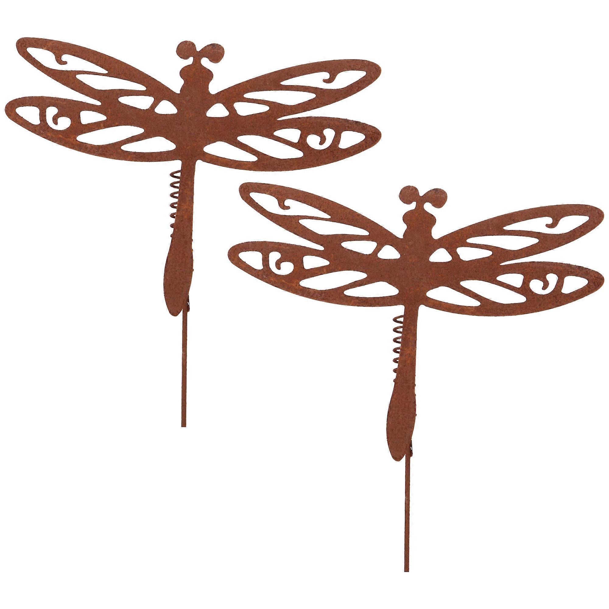 UNUS® Gartenstecker Libelle Wackelfeder 18cm Gartendeko Gartenstecker Klein, 2er Set