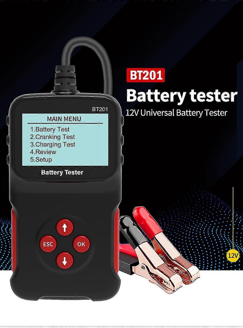 BT201 Battery Tester 12V Car Universal Cranking Charging Circut Diagnostic Tool Multi-Function Detectable for 100-2000 CCA