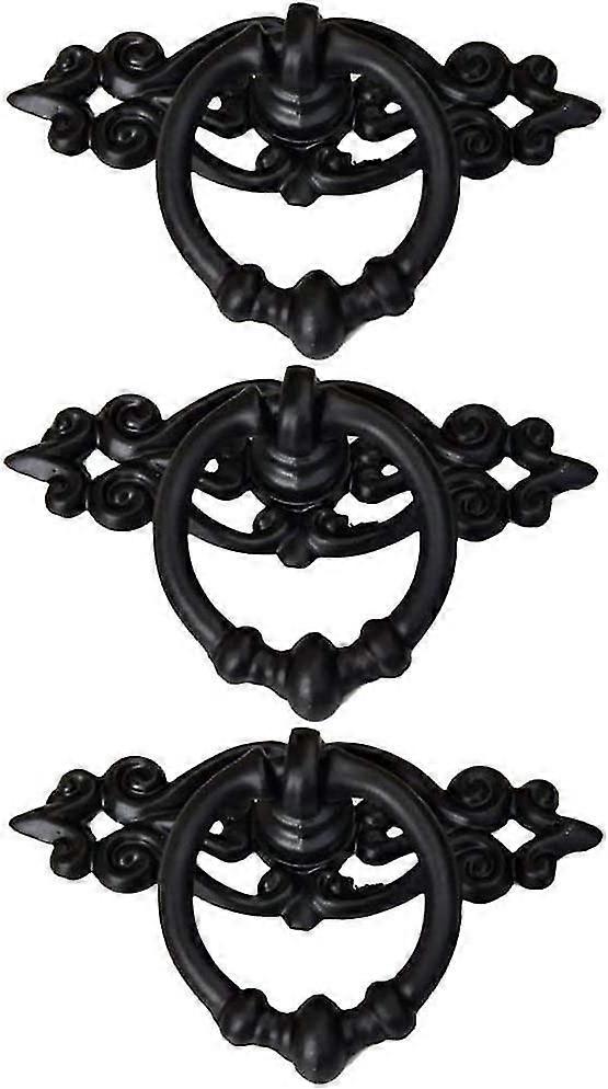 Antique Cabinet Door Drawers Cupboard Ring Pull Handle Retro Knob(black )(5pcs)