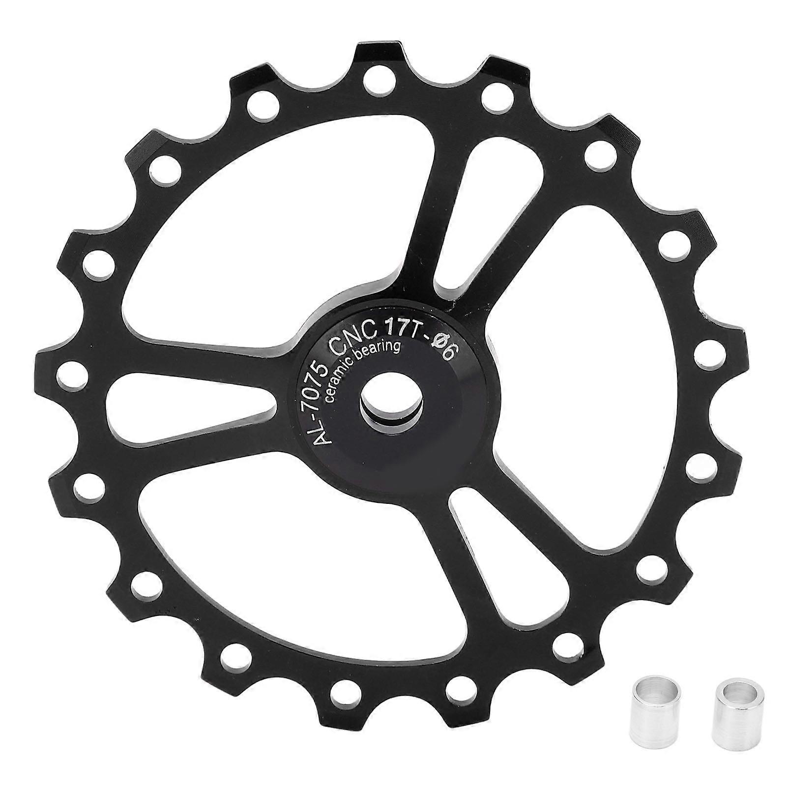 MEIJUN 17T מעקה אחורי קרמי גלגל מדריך סגסוגת אלומיניום גלגל גלגלת אחורי לאופני הרים כביששחור