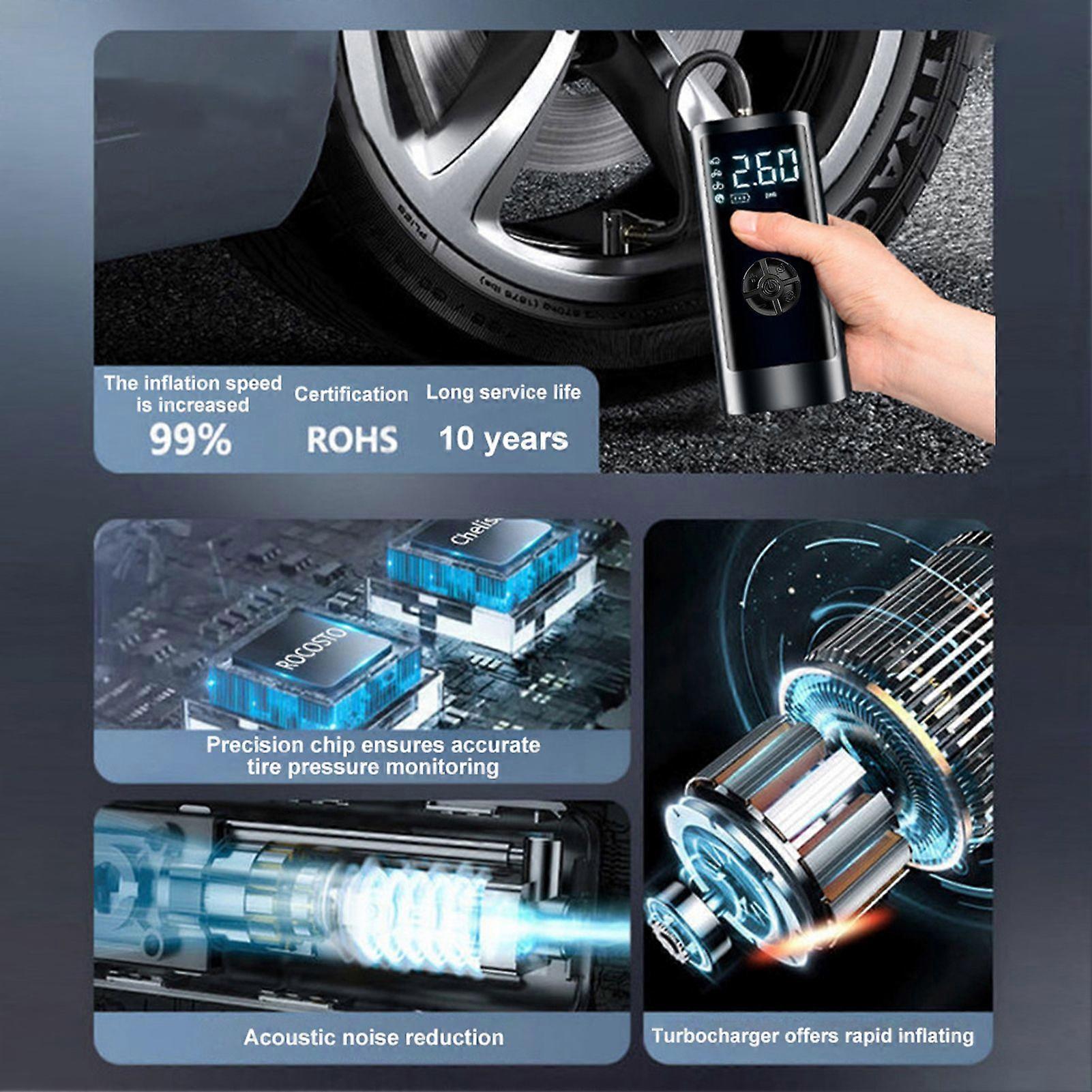 Portable Smart Digital Air Pressure Electric Inflator Pump Wireless Black For Cars Automobile Inflatable mat MK7646