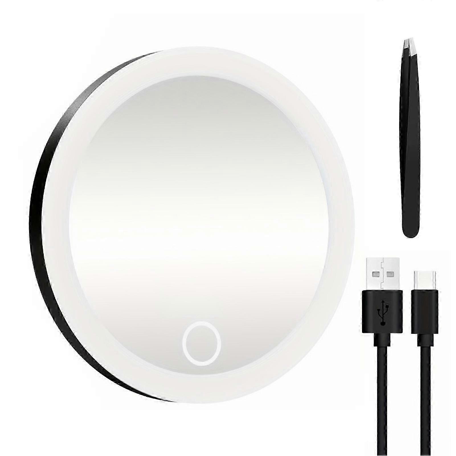 LED Makeup Mirror, Rechargeable with USB - C Cable, Touch - Control, Includes Tweezers