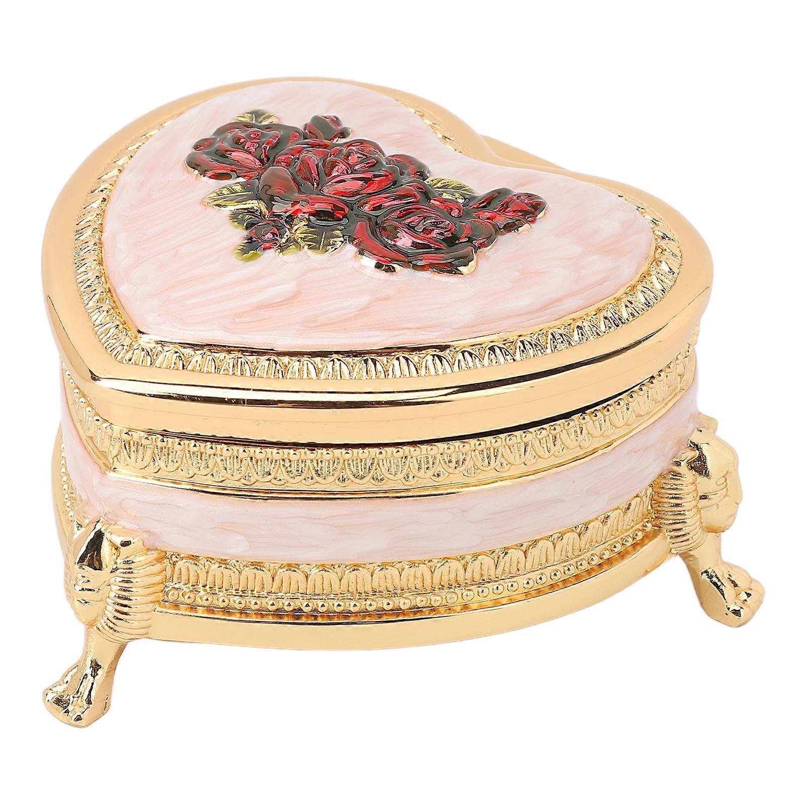 ヴィンテージハートジュエリーボックス亜鉛合金装身具オーガナイザー誕生日プレゼント用