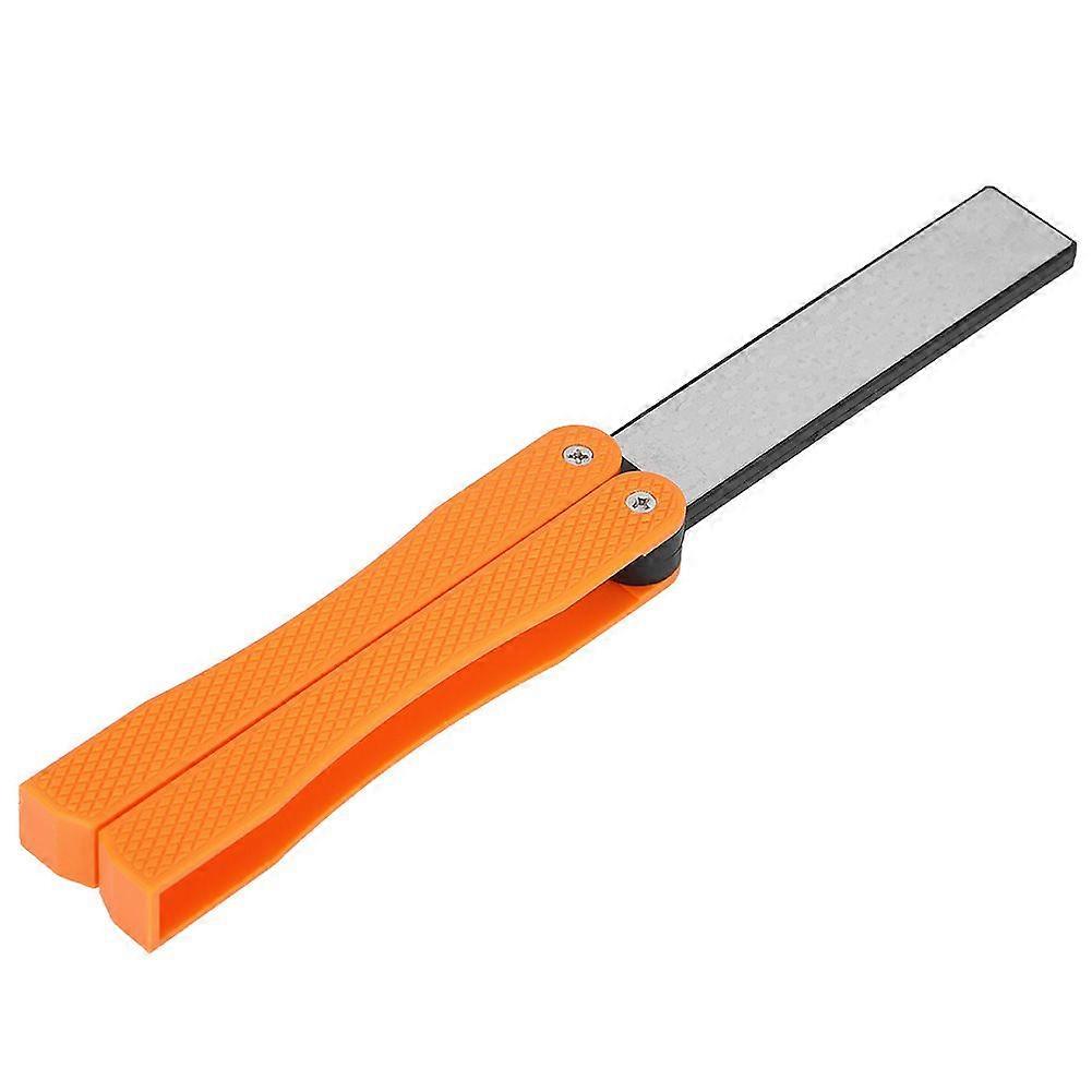 Double Sided Knife Sharpener Portable Folding Portable AntiSlip Diamond Sharpener(Orange )