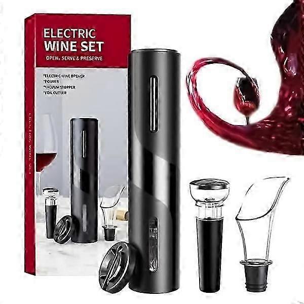 Electric Corkscrew 4 In 1 Automatic Bottle Opener With Foil Cutter Wine Pourer And Wine Stopper Blackpractical Goodies