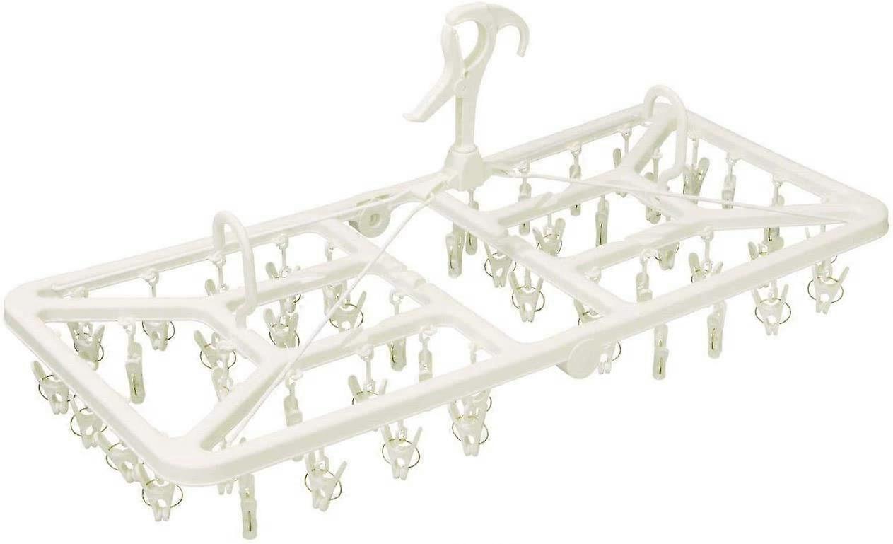 HOS Laundry Clothes Drying Hanger, 48 Pinch Foldable Square Rack, White, 34 x 76.5 x 35 cm, Compact Drying Solution