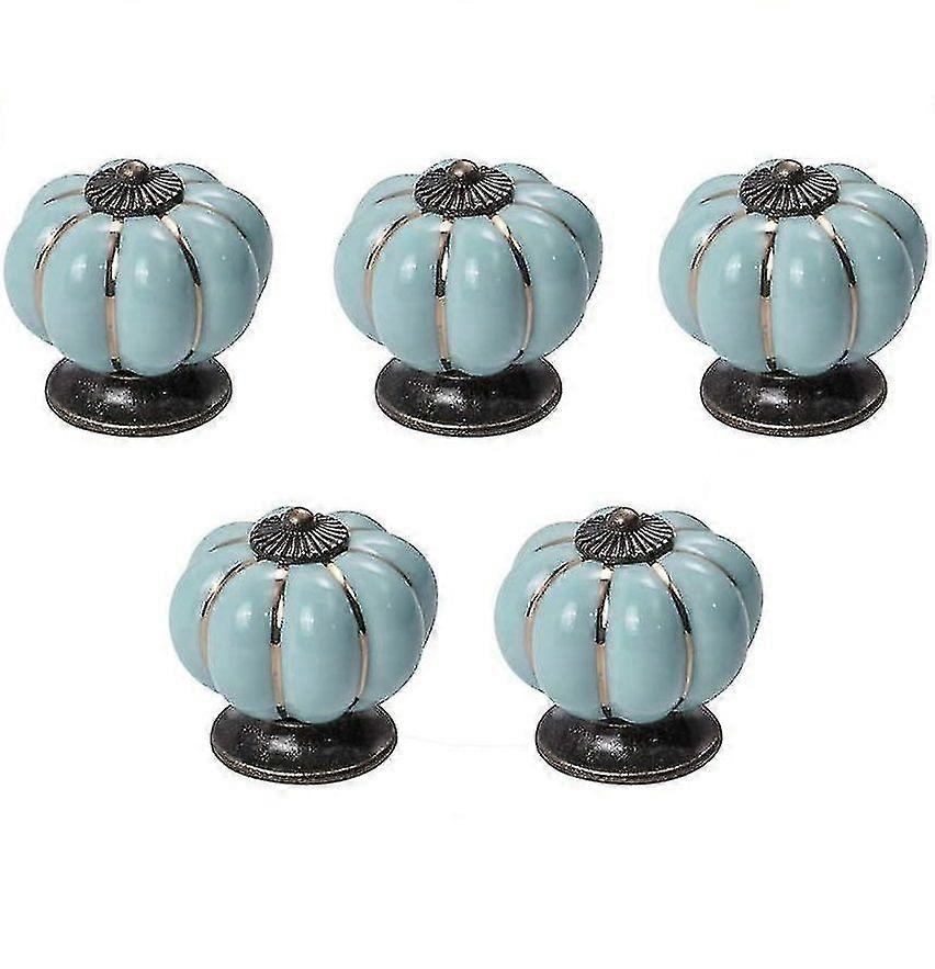 5pcs Kitchen Cabinet Knobs, Retro Ceramic Cupboard Drawer Pull Handle, Door Wardrobe Furniture Handle