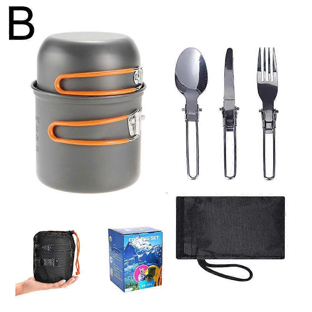 Outdoor Pot Set for 1-2 People, Portable Camping Cookware with Tableware