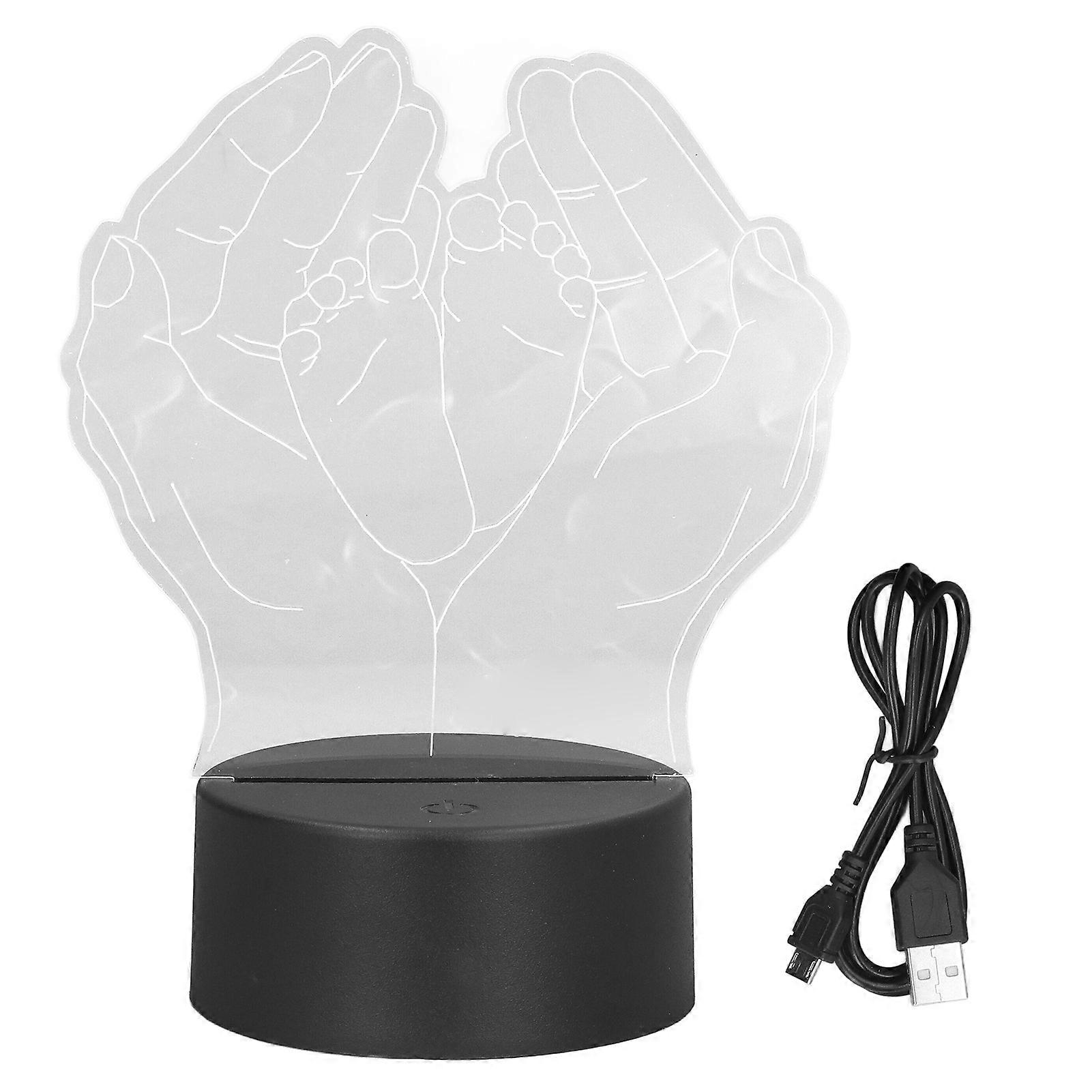 3D Night Light 7 Colors, Touch-Control, 3D Unique Hands Supporting Feet Design, USB Charging Battery-Powered Night Lamp