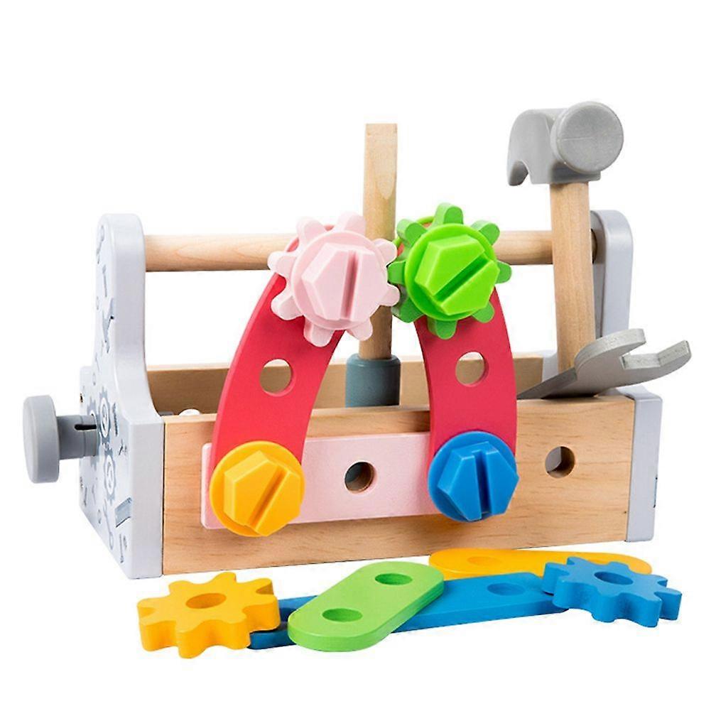 Kids Tool Box Toy Wooden Pretend Game Puzzle Disassembly Set Simulation Multifunctional Repair Carpenter Tool Toys Gift