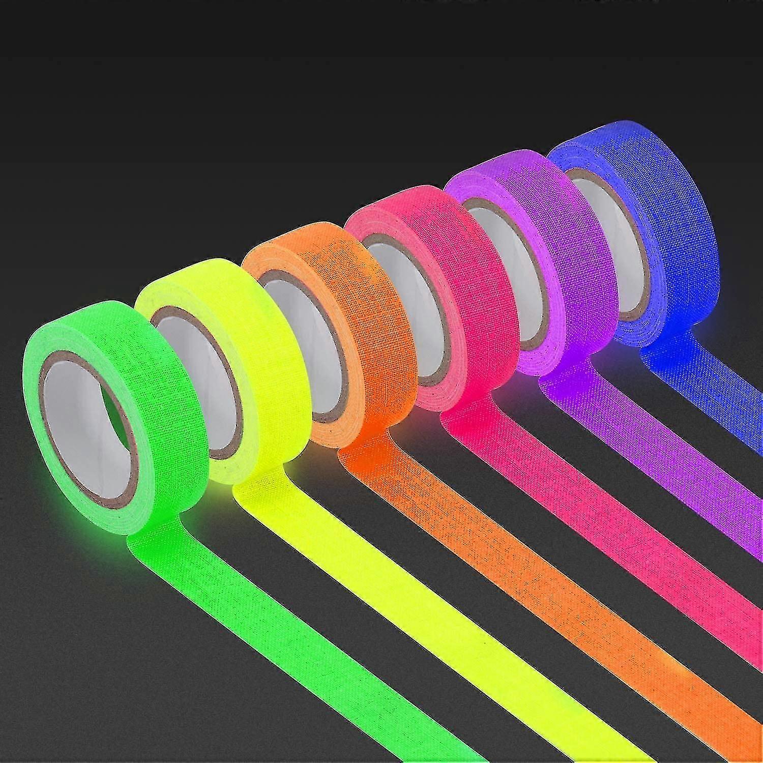 Uv Blacklight Reactive (6 Colors) 0.59inch X 16.4ft Per Color, Fluorescent Cloth/neon Gaffer Tape(6pack)