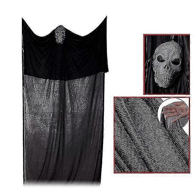 Halloween Hanging Ornament, with Skull - Shaped Decoration, Made of Black and Silver - Colored Fabrics, Ideal for Party Decoration