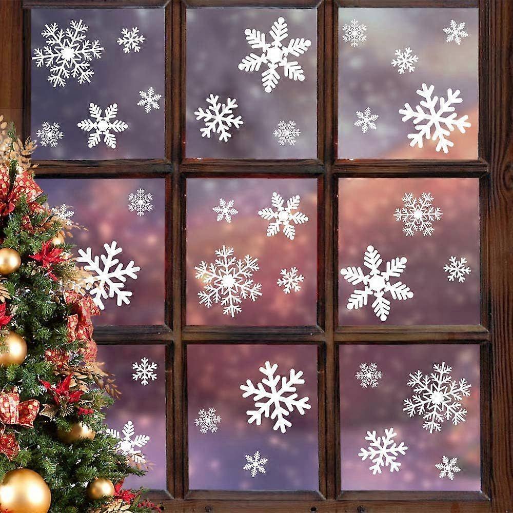 135Pcs Christmas Window Clings Snowflakes Window Decals Static Window Stickers for Christmas Decorations Window
