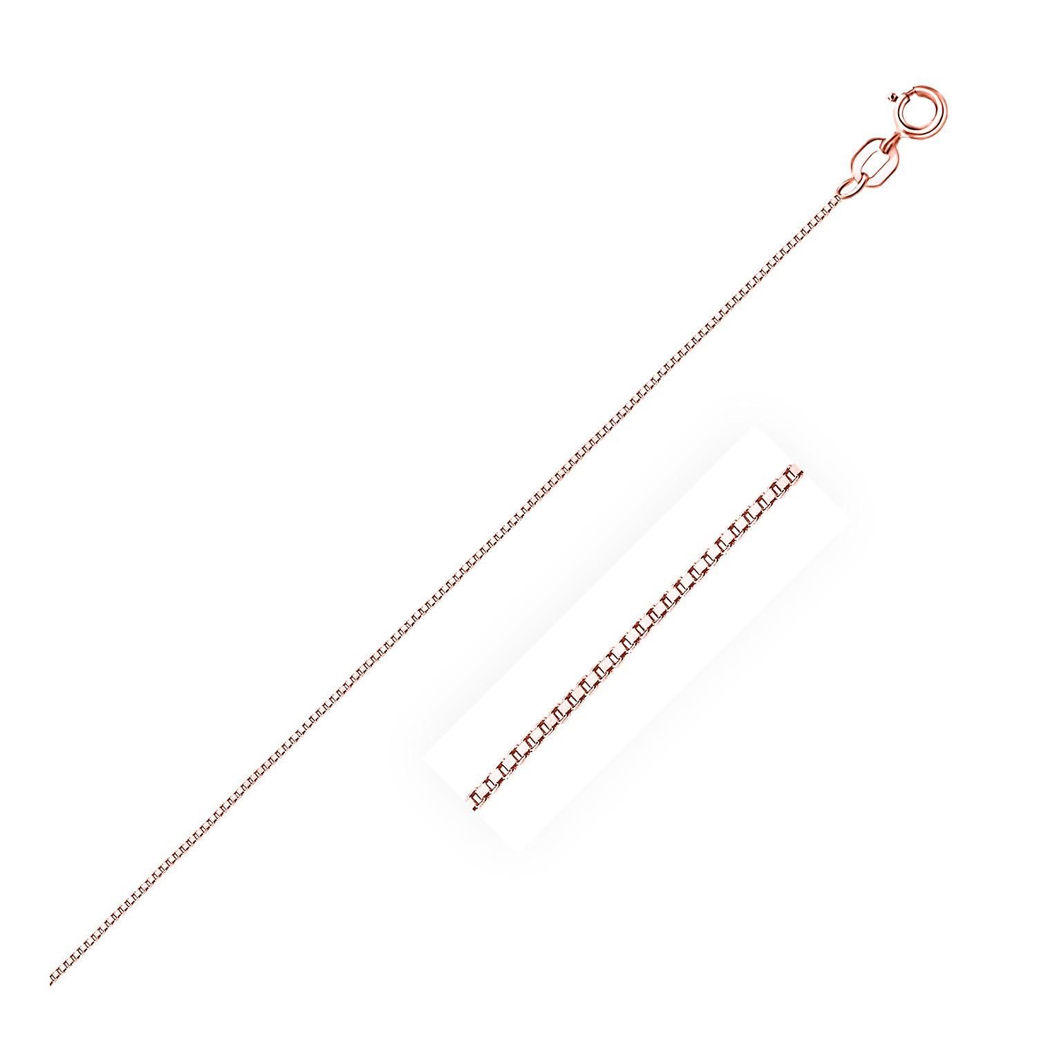 14k Rose Gold Classic Box Chain 0.6mm Spring Ring Clasp