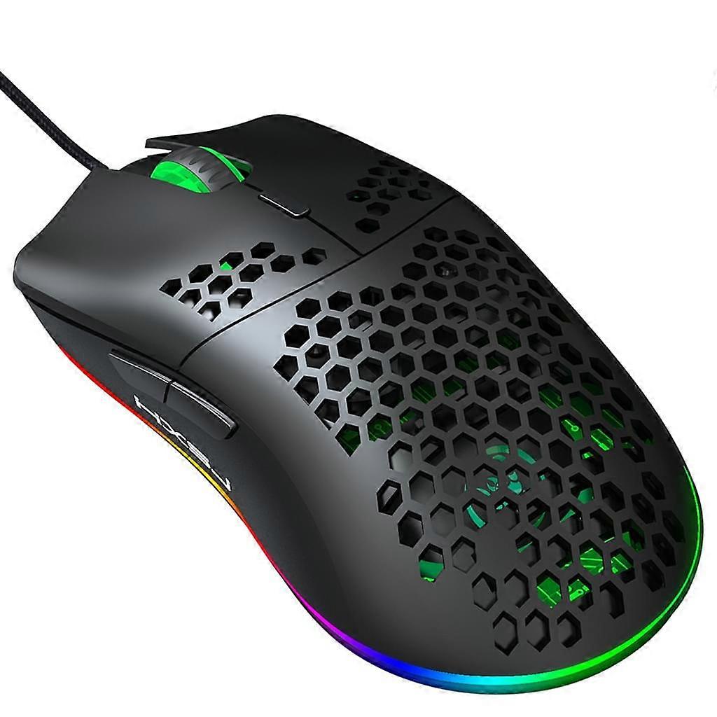 USB Cable Gaming Mouse RGB Gaming Mouse with Six Adjustable DPI Ergonomic Design for Desktop Laptop Black