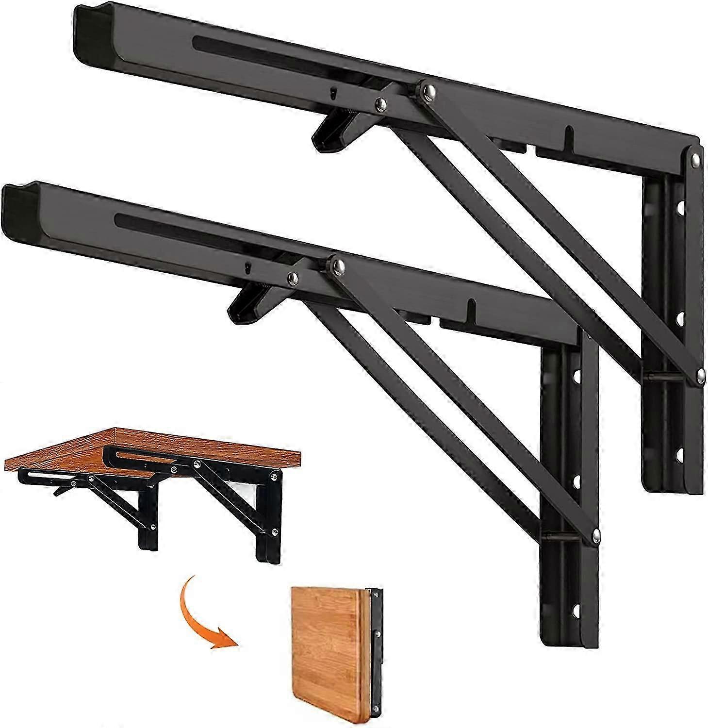 2025 New Folding bracket 350mm, 2-piece black foldable console bracket, foldable shelf bracket load, heavy-duty foldable and expandable console bracke