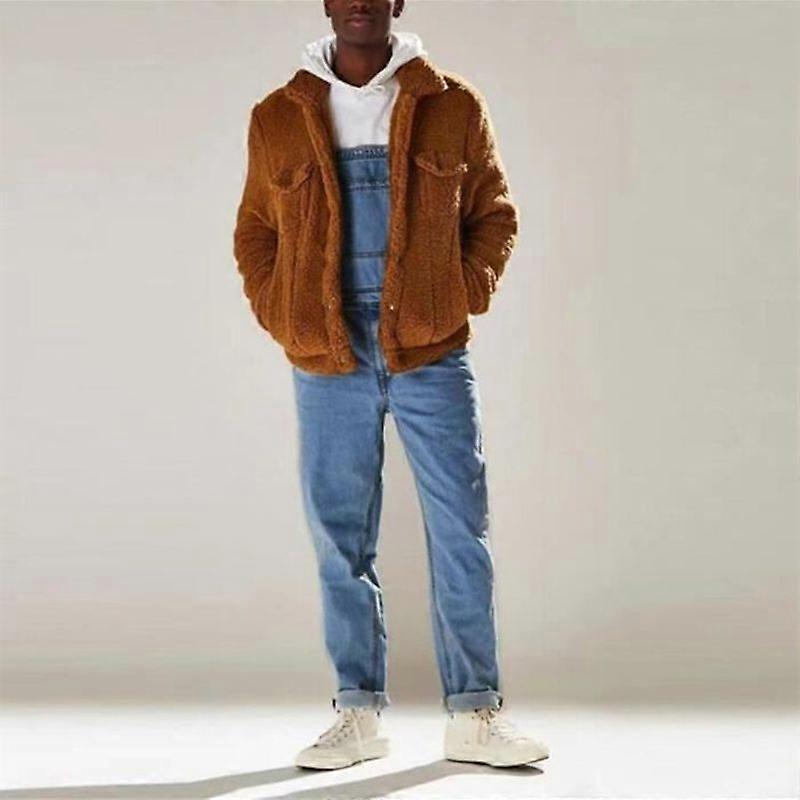 Men's denim overalls with streetwear pocket - Blue