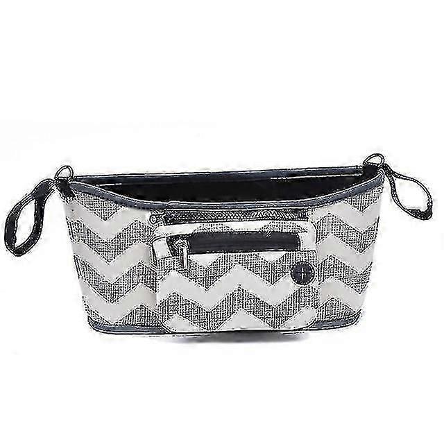 Baby Stroller Accessories 2 In 1 Portable Stroller Organizer Trolley Bag Gray Stripe