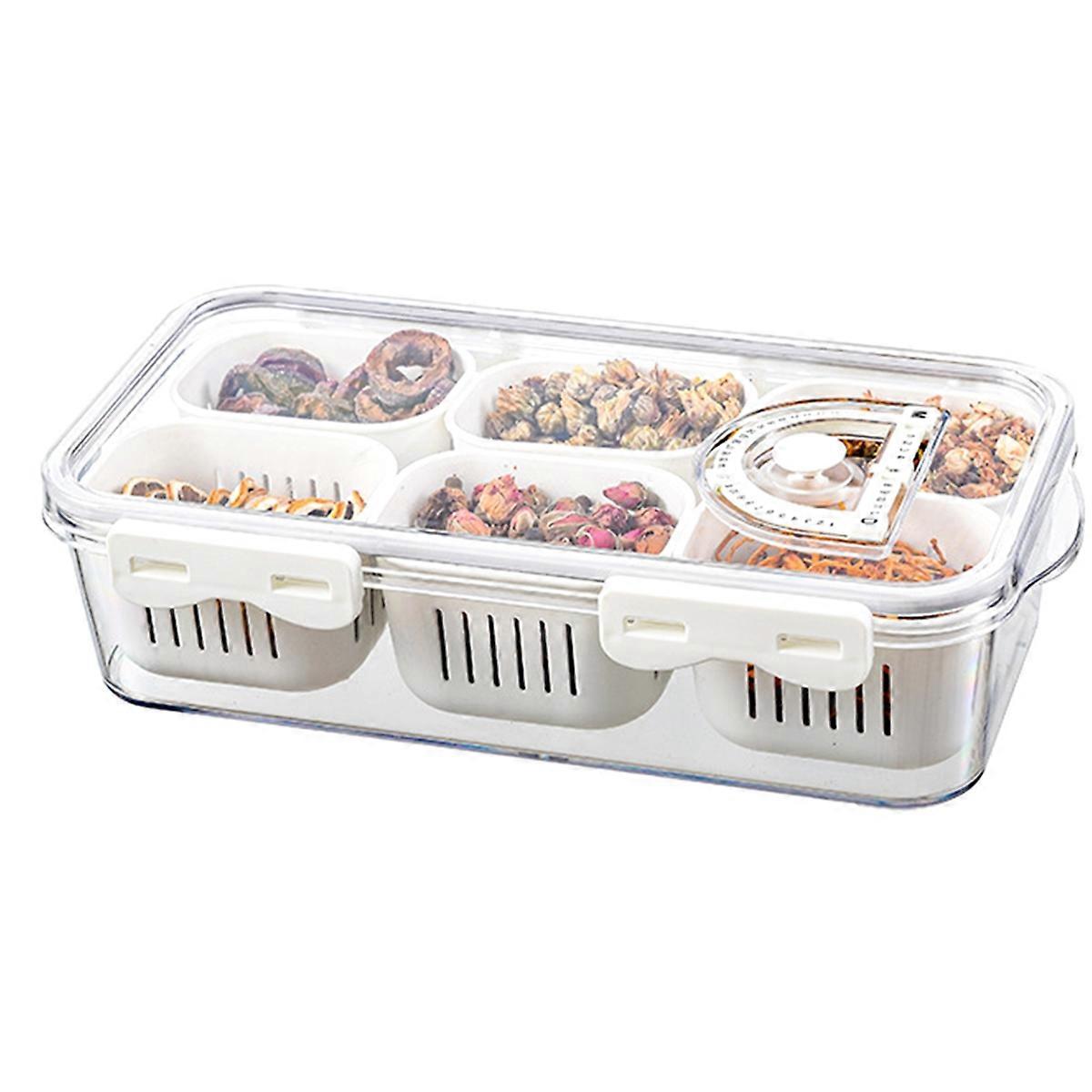 Divided Serving Tray with Lid 6 Compartment Veggies Tray