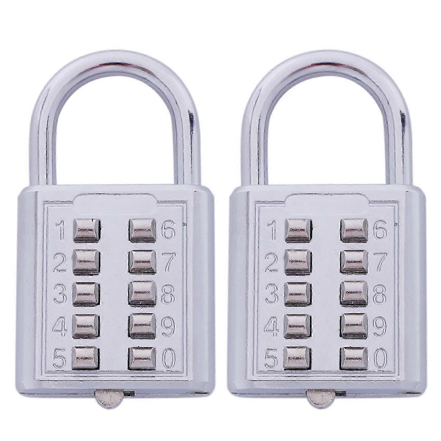 2X Anti-Theft Button Combination Padlock Digit Push Password Lock Zinc Alloy Security Lock Suitcase