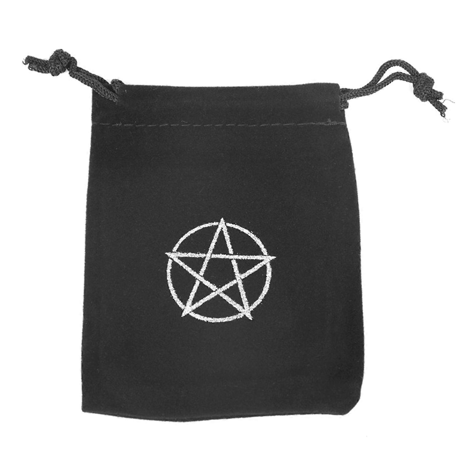 Velvet Pentagram Tarot for Oracle Card Storage Bag Small Drawstring Pouch  silver