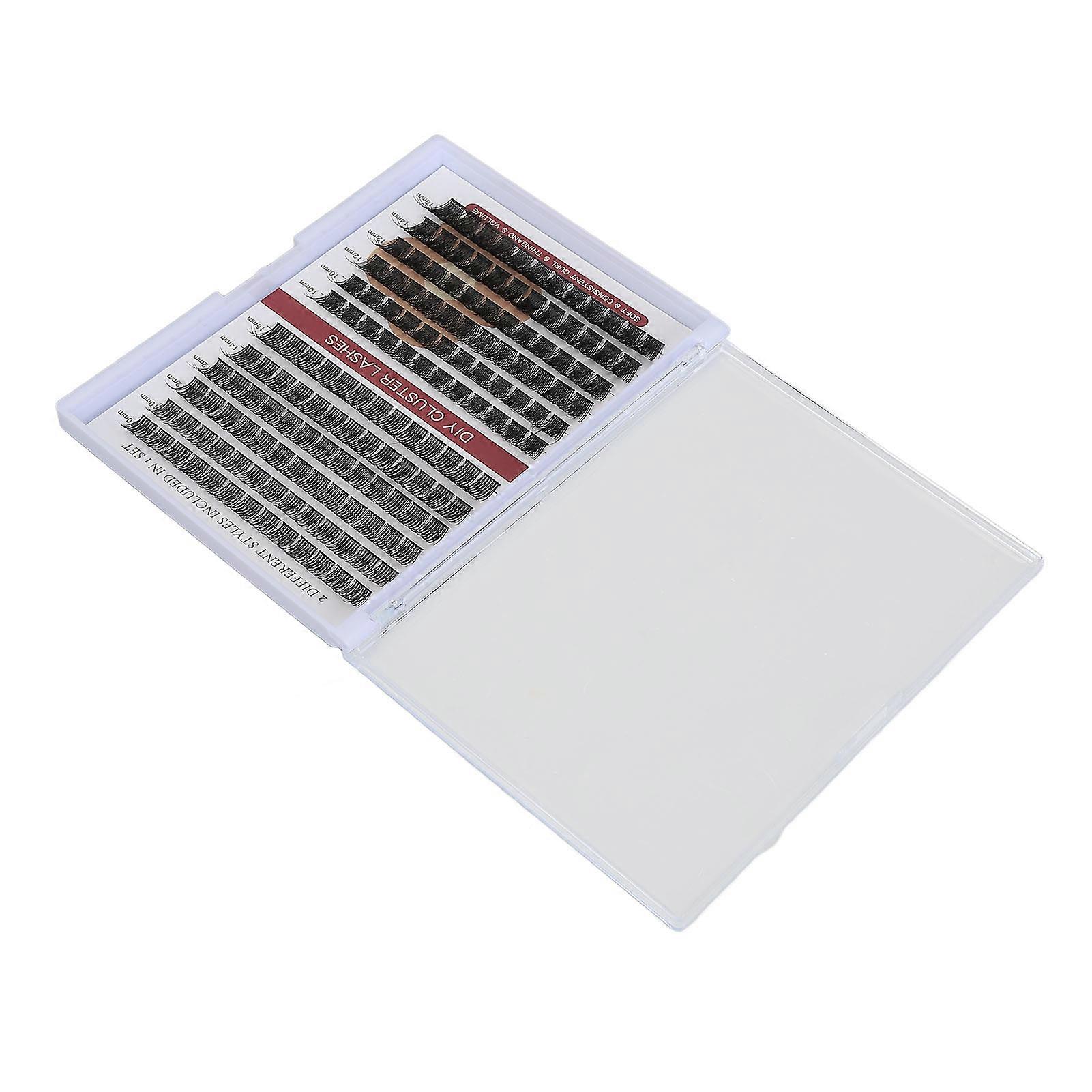 2 In 1 Eyelash Extension Kit DIY Portable Individual Volume Eyelash Cluster with 10ml Liquid A+B 12 Rows 150 Clusters 