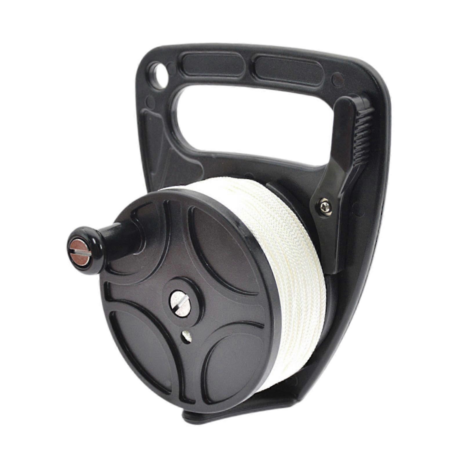Reel with Handle Scuba Dive Reel with Thumb Stopper Diving Finger Spool for Snorkeling Black