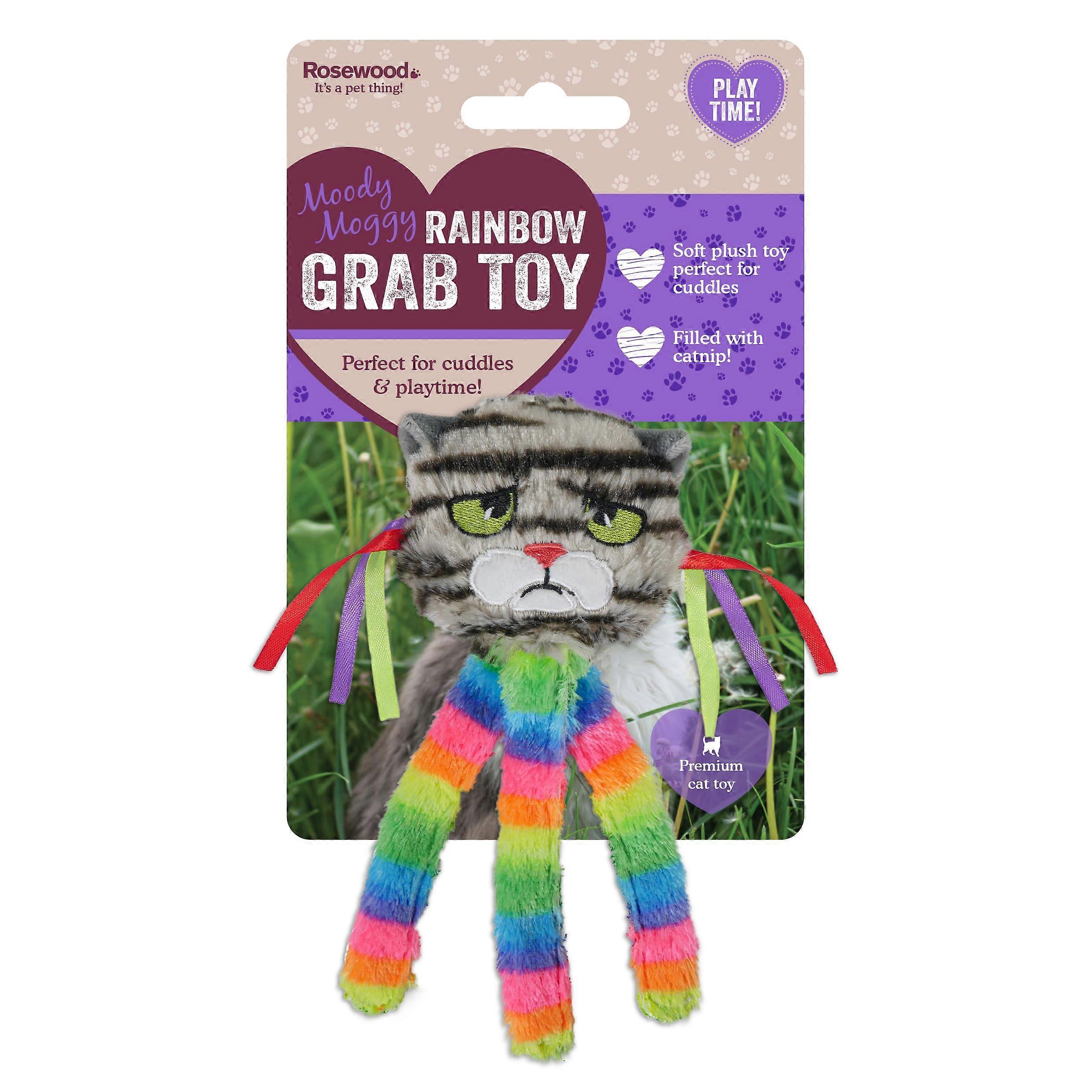Rainbow Catnip Grab Toy - 18cm x 22cm Colorful Plush Cat Toy for Interactive Play