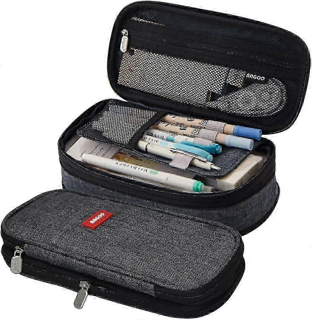 Große Kapazität Bleistift Fall Bleistift Tasche Schule Schreibwaren Organizer Make-up Tasche, grau