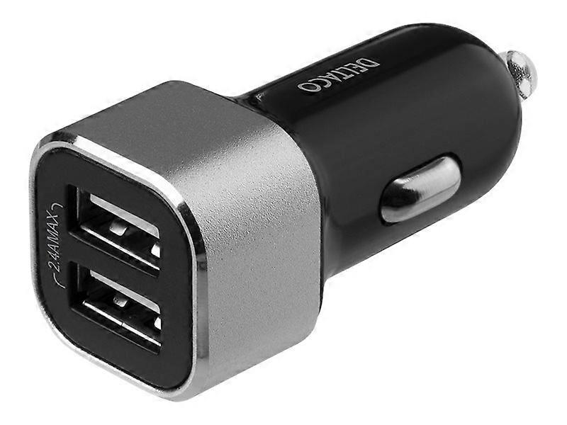 DELTACO USB-CAR126 - Auto-stroomadapter - 17 Watt - 2,4 A - 2 Uitgangsconnectoren (2 x USB)