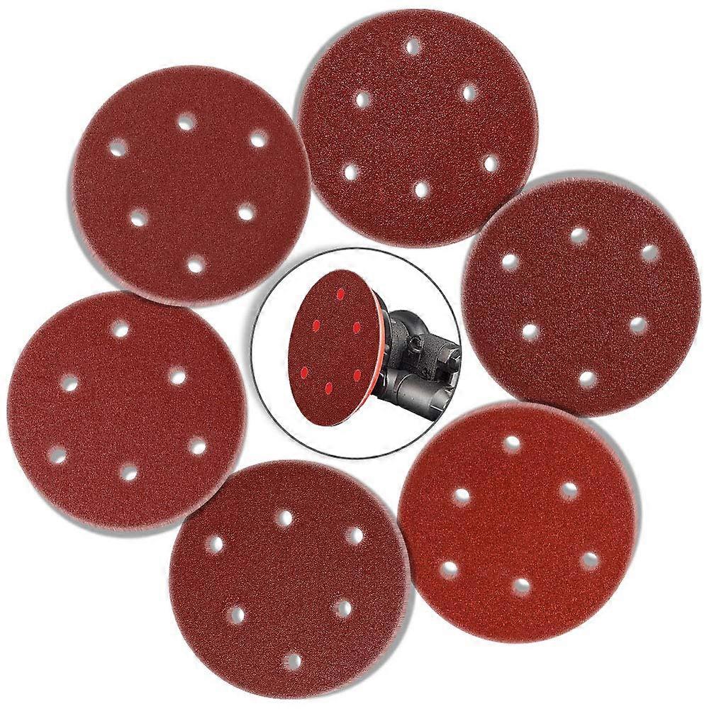 60pcs 5 Inch Sanding Discs 6 Hole Hook and Loop Dustless Sandpaper Assortment 40 60 80 120 180 240 Grit for Orbital Sander