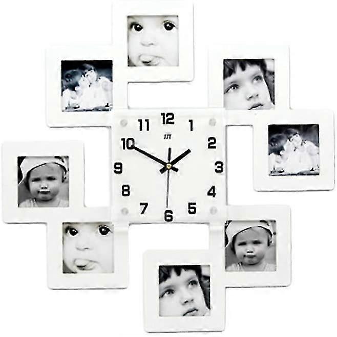 審美的な壁の装飾 リビングルームのための壁の装飾 創造的な木製の壁時計 8 フォトフレーム装飾的な静かな吊り下げ時計電池なし