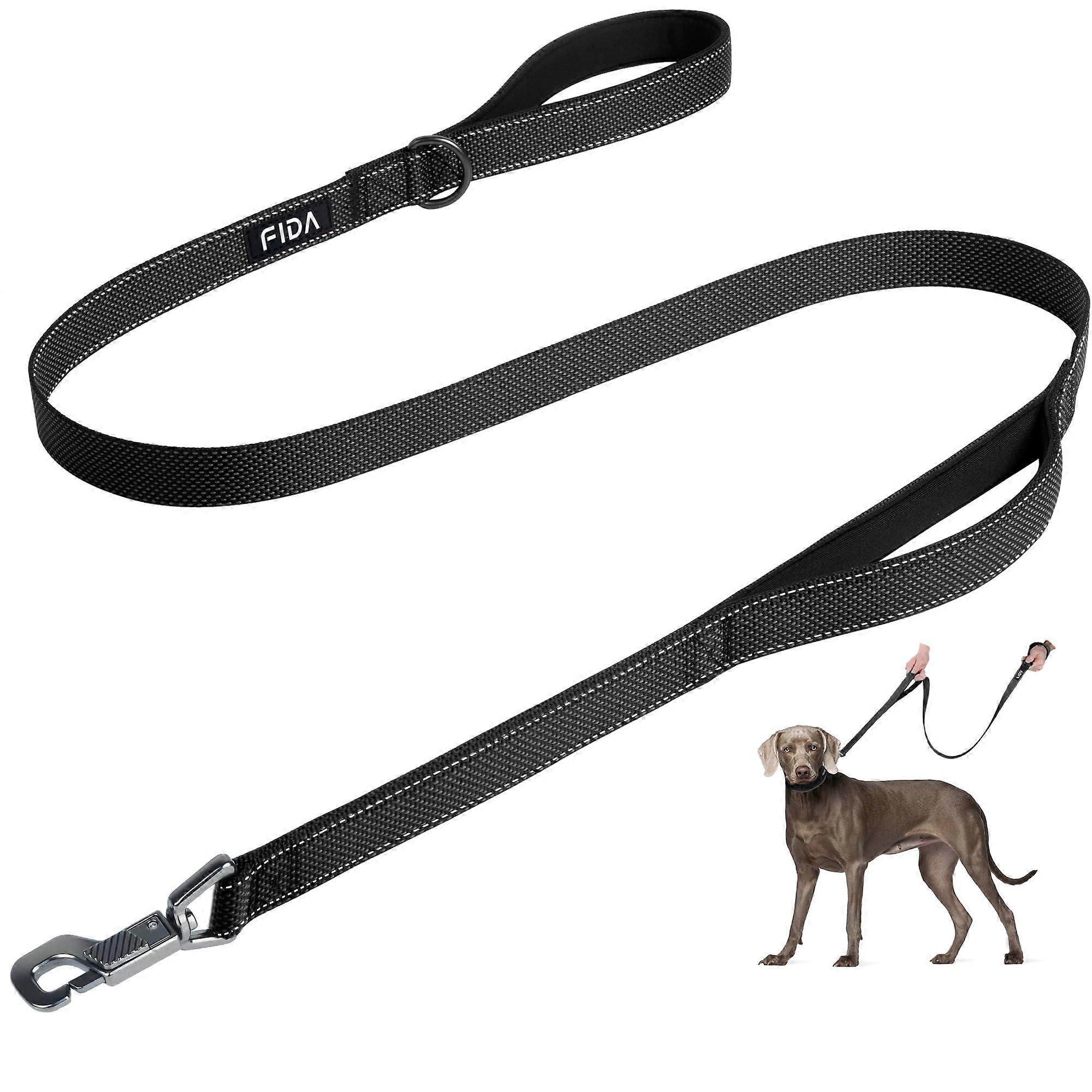 4 FT Dog Leash with 2 Comfortable Padded Handles, Traffic Handle Easy Snap Hook