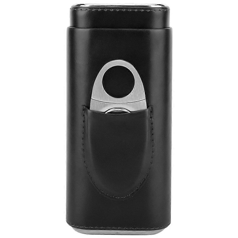 Portable Leather Cigar Case, Cedar Lined Humidor with Cutter