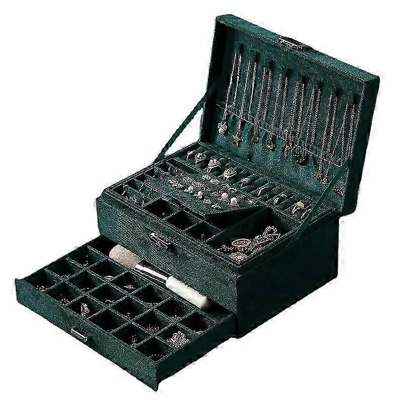 Three-layer retro flannel jewelry storage box