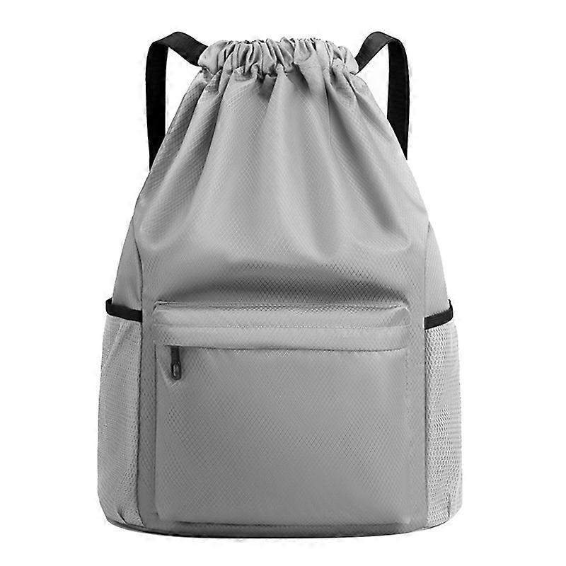 Drawstring Pocket Backpack Waterproof Backpack Gray