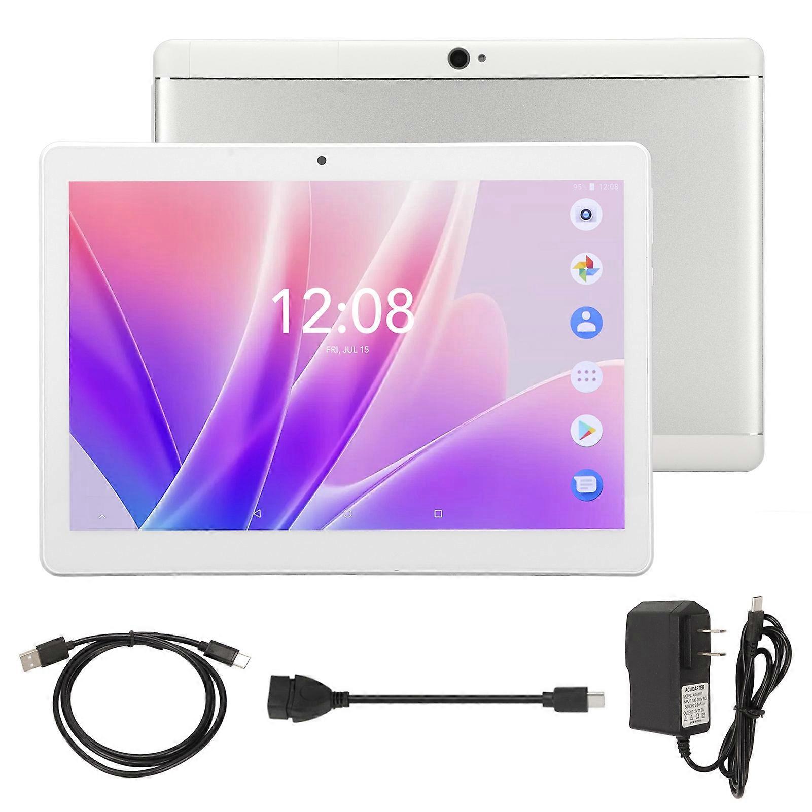 Tablette 10,1 pouces 2 Go de RAM 32 Go de ROM Double SIM Double Veille HD Tablette pour le travail de divertissement Argent