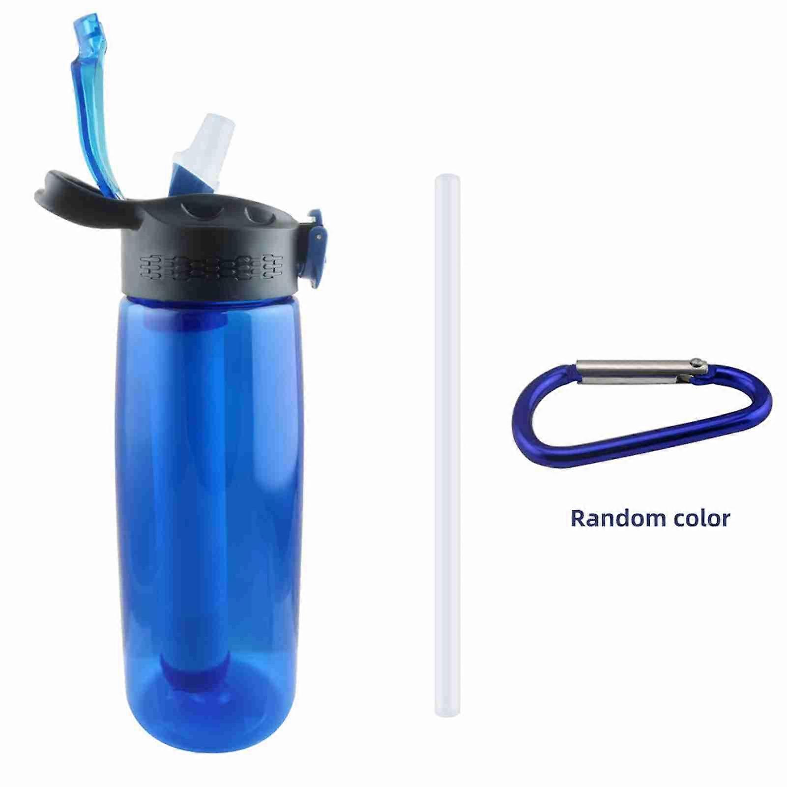 Made of Tritan with Filter Lockable Lid BPA Free Water Purifier Bottle for Hiking Camping Travel Emergency Blue