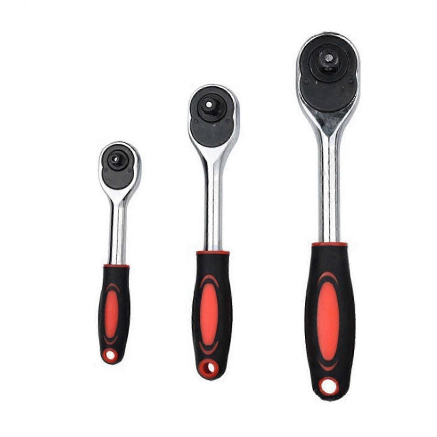 3 PIECE 1/2" 3/8" & 1/4" RATCHET SET DRIVE HEAVY DUTY RATCHET SOCKET