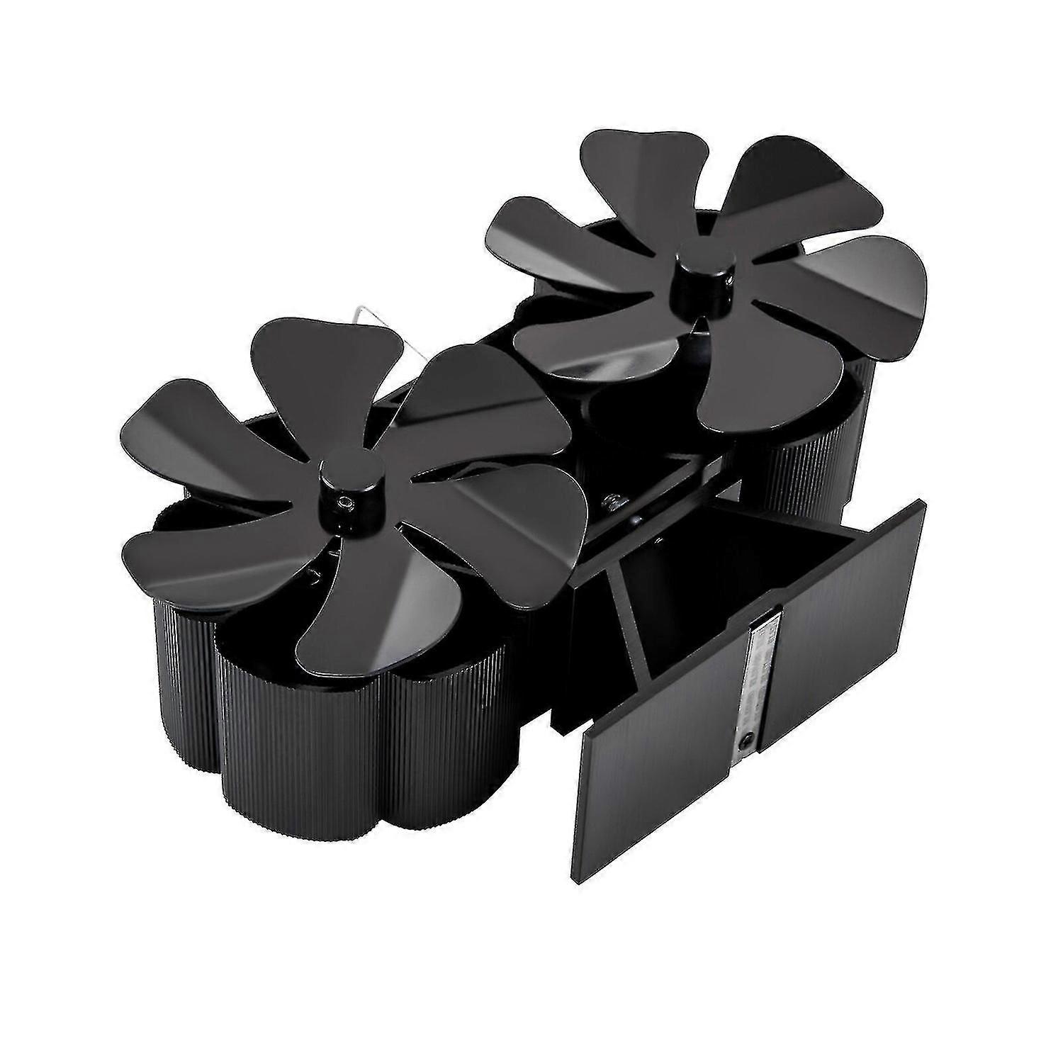 Double Head 12 Blade Thermal Power Fireplace Fan