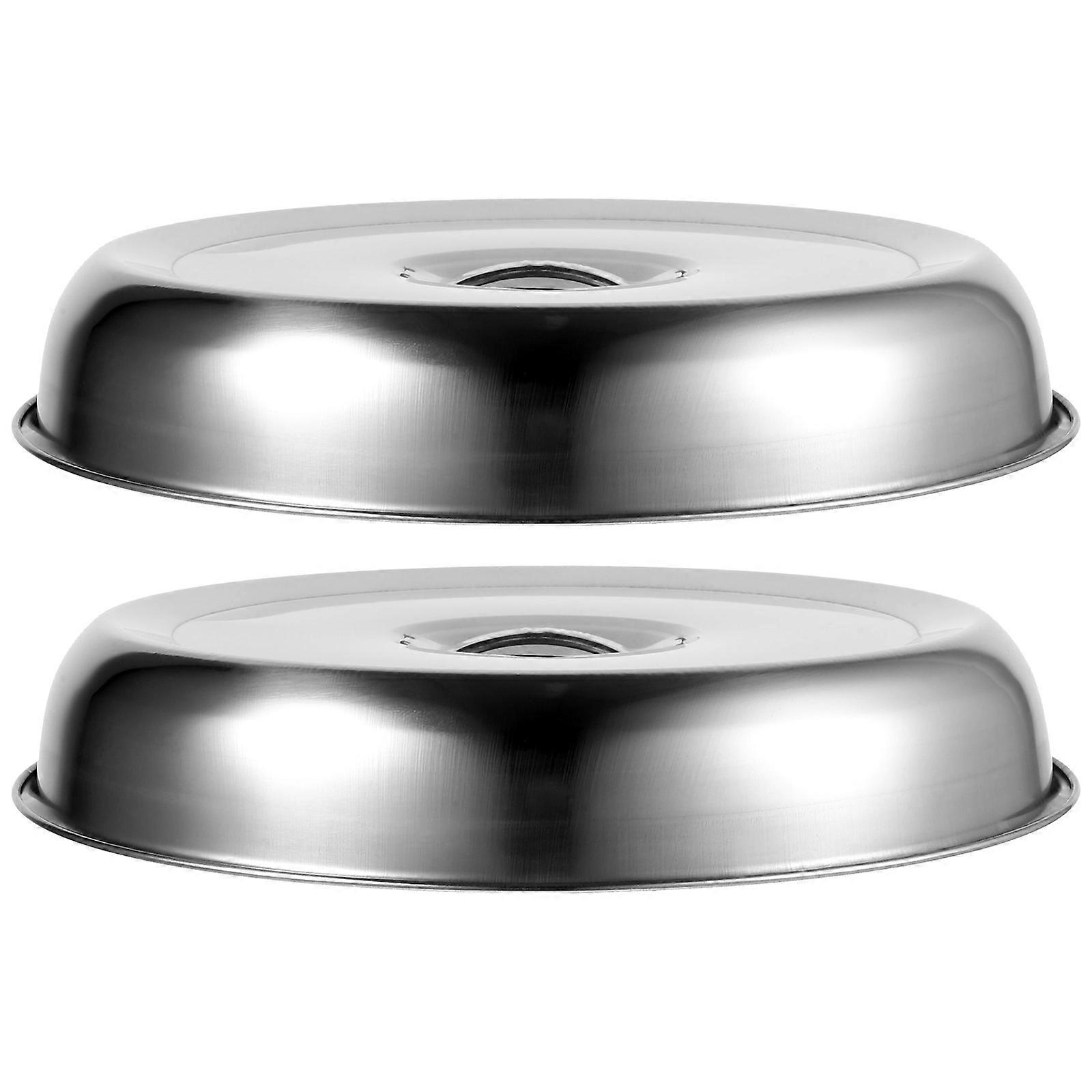 Stainless Steel Round Food Covers for Kitchen Cooking Hoods Protective Dome Plate Covers for Teppanyaki, Steak, BBQ and Grilled Food Freshness