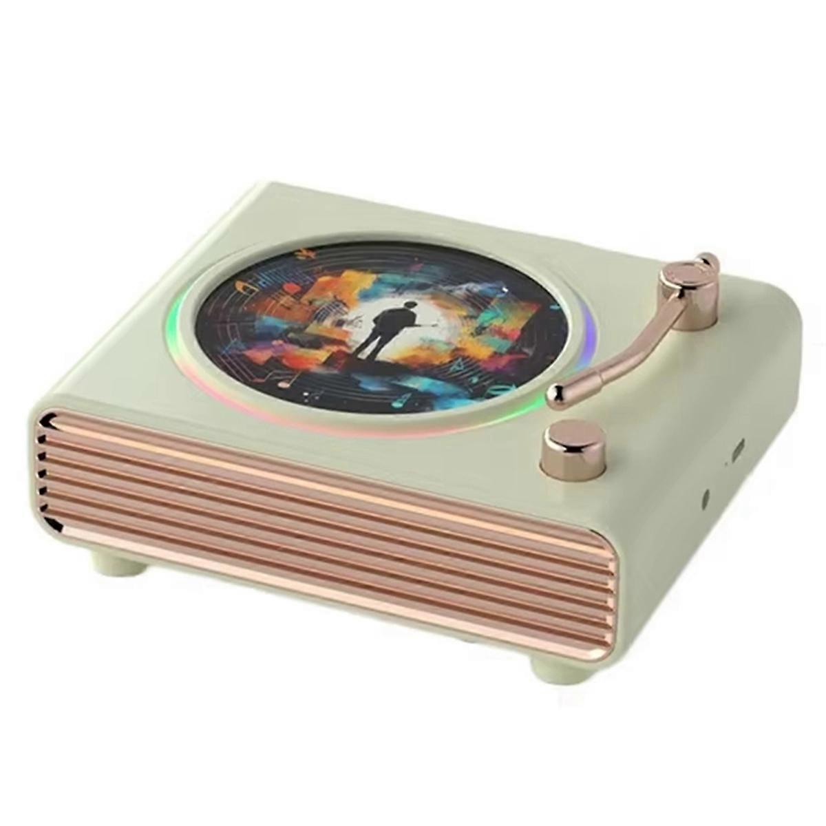 Portable Retro Green Bluetooth Speaker Wall Mounted Heavy Bass Soundbar Colorful Ambient Light Wire